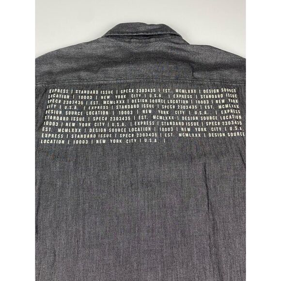 Express NYC Button Down Long Sleeve Shirt Mens Large Gray Casual O0189 - Picture 5 of 12
